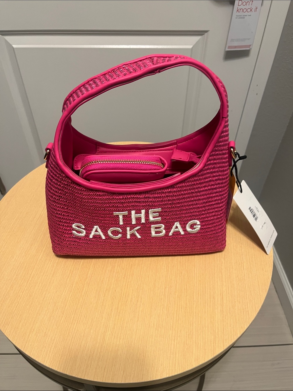 Hot Pink 'The Sack Bag' Shoulder Bag with matching wallet